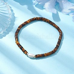 Natürliche Tigerauge und Perlen btacelets&nbsp;BJEW-JB10681-03