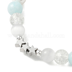 Braccialetti elastici in vetro e perle di conchiglia e giada bianca naturale e tinta per le donne&nbsp;BJEW-JB12842