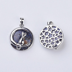 Pendentifs chaton en sodalite naturelle&nbsp;G-K234-D14