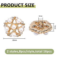 16 Stück 2 Stile 1-Loch Zinklegierung Strass Schaftknöpfe&nbsp;BUTT-FH0001-032