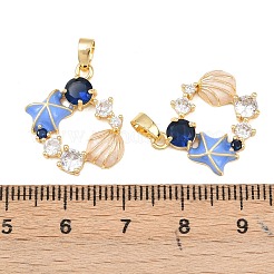 Pendentifs avec zircon cubiques à micro-pavés en laiton&nbsp;KK-C248-12G