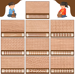 10 rouleau à pâtisserie en bois de 10 styles&nbsp;DIY-WH0308-835