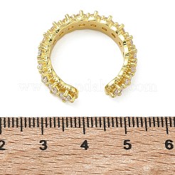 Offene Manschettenringe aus Messing mit Mikropavé und Zirkonia für Damen&nbsp;RJEW-C163-07G