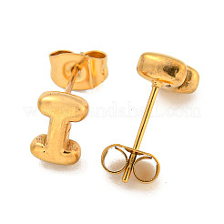 Pendientes de botón de acero inoxidable 304 con letras grandes para mujer&nbsp;EJEW-G386-01I-G