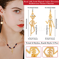 6 pendentif en laiton micro pavé de zircone cubique&nbsp;ZIRC-BBC0002-76