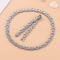 Conjuntos de pulseras y collares de cadena de eslabones de corazón de acero inoxidable 304 para mujer&nbsp;FS-WGBD1BF-01