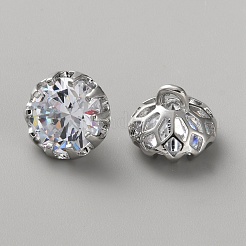 Boutons de manchette en laiton et zircone cubique transparent&nbsp;LS-BUTT-WH0012-18P