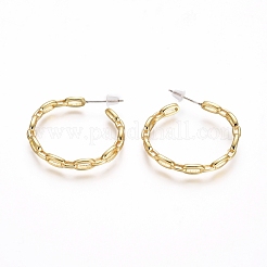 Boucles d'oreilles à chaîne torsadée en laiton semi-circulaire&nbsp;EJEW-E196-06G