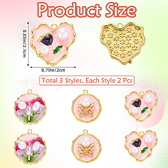 6 pz 3 stili pendenti in ottone smaltato&nbsp;KK-SZ0006-59