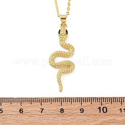Collane con ciondolo a forma di serpente in ottone micro pavé di zirconi cubici verdi&nbsp;LS-NJEW-S438-02E-G