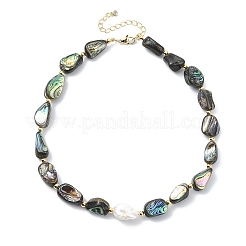 Natürliche barocke Keshi-Perlen- und Nugget-Paua-Muschel-Perlenketten für Damen&nbsp;NJEW-JN06006