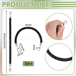 2 Stück runde Taschengriffe aus synthetischem Gummikordel mit Jet-Strass&nbsp;DIY-PH0035-49P