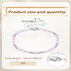 1 Stück natürliche Rosenquarz-Armbänder mit runden Perlen für Damen und Herren&nbsp;BJEW-LP0015-14