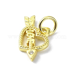 Charms de circonita cúbica con micropavé de latón con tema de corazón&nbsp;KK-H475-56G-07