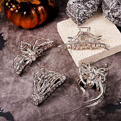 4 Stück 4 Stile Halloween-Haarspangen aus Legierung für Frauen und Mädchen&nbsp;AJEW-TA0001-90