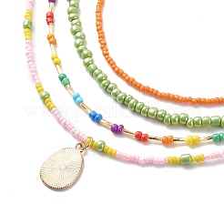 Ensemble de colliers de perles imitant des graines de verre de style 4pcs 4&nbsp;NJEW-JN04012