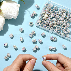 80 Stück Polymer Clay Strass europäische große Lochperlen mit silberfarben plattierten Messingkernen&nbsp;FPDL-LT0001-02D