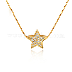 Colliers avec pendentif étoile 925 en argent sterling et micro pavé de zircones cubiques transparentes pour femmes&nbsp;FS-WGE80D2-01