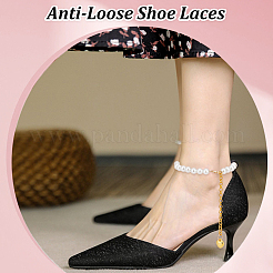 2 Paar 2 Farben abnehmbare Damen-Schnürsenkel aus ABS-Kunststoff mit Perlenimitat für High Heels&nbsp;FIND-PH0007-46