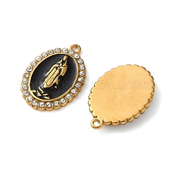 304 Edelstahl Emaille Strass Anhänger&nbsp;SA-L002-01G-01