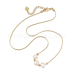 Colgante de perlas naturales pulidas por ambos lados con cadena de eslabones Boston de acero inoxidable 304 para mujer.&nbsp;NJEW-JN06419-04