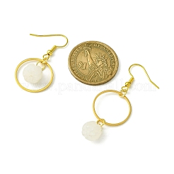 Citrouille de jade blanc naturel avec boucles d'oreilles pendantes en anneau&nbsp;EJEW-JE05509-02