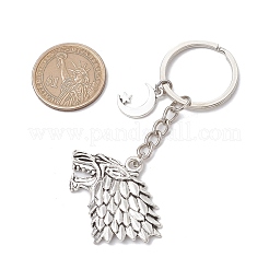 Llaveros de aleación de estilo tibetano con forma de lobo&nbsp;KEYC-JKC01164