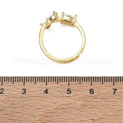 Anillos ajustables de latón y vidrio con forma de flor&nbsp;GL-CBA18A7-01G-04