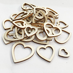Rebanadas de discos en forma de corazón de madera sin terminar&nbsp;WOCR-PW0001-014C
