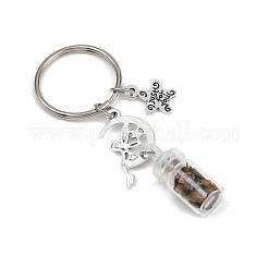 7 Stück 7 Stile Glasflasche mit Chakra-Edelstein-Chip im Schlüsselanhänger&nbsp;KEYC-JKC01393-01