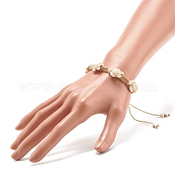 Bracciale con perline intrecciate di tartaruga sintetica turchese (tinta).&nbsp;BJEW-JB07982-01