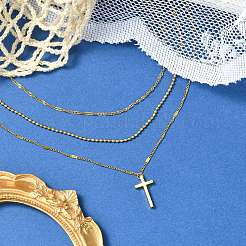 Kreuz 304 Edelstahl Anhänger Halsketten für Frauen&nbsp;NJEW-G157-07G