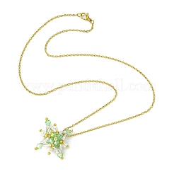 Collane con ciondolo a forma di stella con perline di vetro&nbsp;NJEW-MZ00088-03