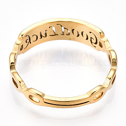 Bague ajustable porte-bonheur en acier inoxydable 304 avec placage ionique (IP) pour femme&nbsp;RJEW-T027-13G