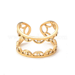 Anillo de puño abierto con ojo de rhinestone de cristal&nbsp;RJEW-I096-03G