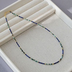 Colliers de perles rondes facettées en turquoise (jaspe) et lapis-lazuli naturels d'Afrique&nbsp;WE3127-2