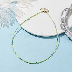 Collana con perline di vetro e malocchio lavorato a lume con fermagli in acciaio inossidabile 304 placcato oro 18k&nbsp;NJEW-JN04597-03