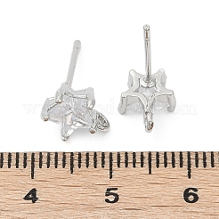 Accessoires de puces d'oreilles en laiton zircone cubique claire micro pavé&nbsp;KK-Z099-02P-04