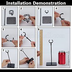 Zusammengebauter rechteckiger PS-Kunststoff-Actionfigurenständer mit verstellbarem Eisenstützarm&nbsp;ODIS-WH0100-12C