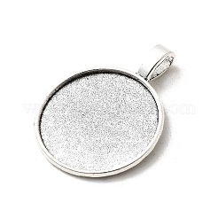 Tibetischer Stil Legierung flache runde Anhänger Fassungen&nbsp;TIBEP-M022-14AS