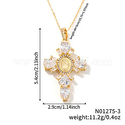 Colliers avec pendentif croix de la Vierge Marie en laiton et zircone cubique&nbsp;FU1040-3