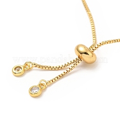 Bracelets réglables en laiton avec zircone cubique et chaîne de boîte&nbsp;BJEW-A132-24