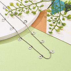 Collane con ciondolo a forma di stella in acciaio inossidabile 304 anti-ossidazione e tonde piatte&nbsp;NJEW-JN03196