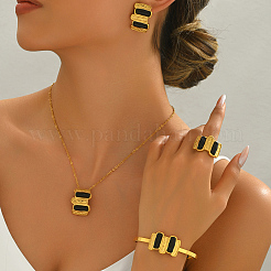 Rechteckige Sets aus Edelstahl und Kunststoff mit Armbändern&nbsp;GF9745-1