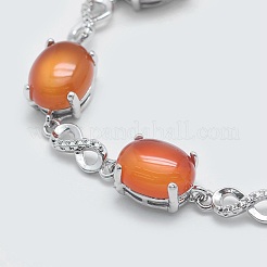 Bracelets chaîne maillons naturels cornaline&nbsp;BJEW-G595-A09