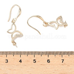 Ganci per orecchini a farfalla in ottone micro pavé con zirconi cubici trasparenti&nbsp;KK-D386-17G