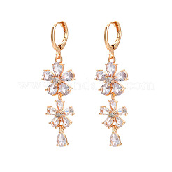 Orecchini a monachella in ottone con micro pavé di zirconi chiari&nbsp;EJEW-N058-19A-G