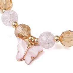 Braccialetti elasticizzati con perline acriliche craquelé e finti cristalli austriaci rotondi da 10 mm&nbsp;BJEW-JB10556-03