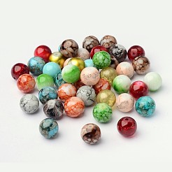 Mischstil & Mischfarbe runden spritzlackierten Glasperlen&nbsp;DGLA-X0003-12mm