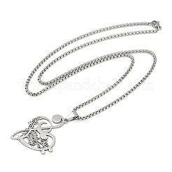 Collar con colgante de nota musical y cita de corazón de acero inoxidable 201&nbsp;NJEW-K283-03P